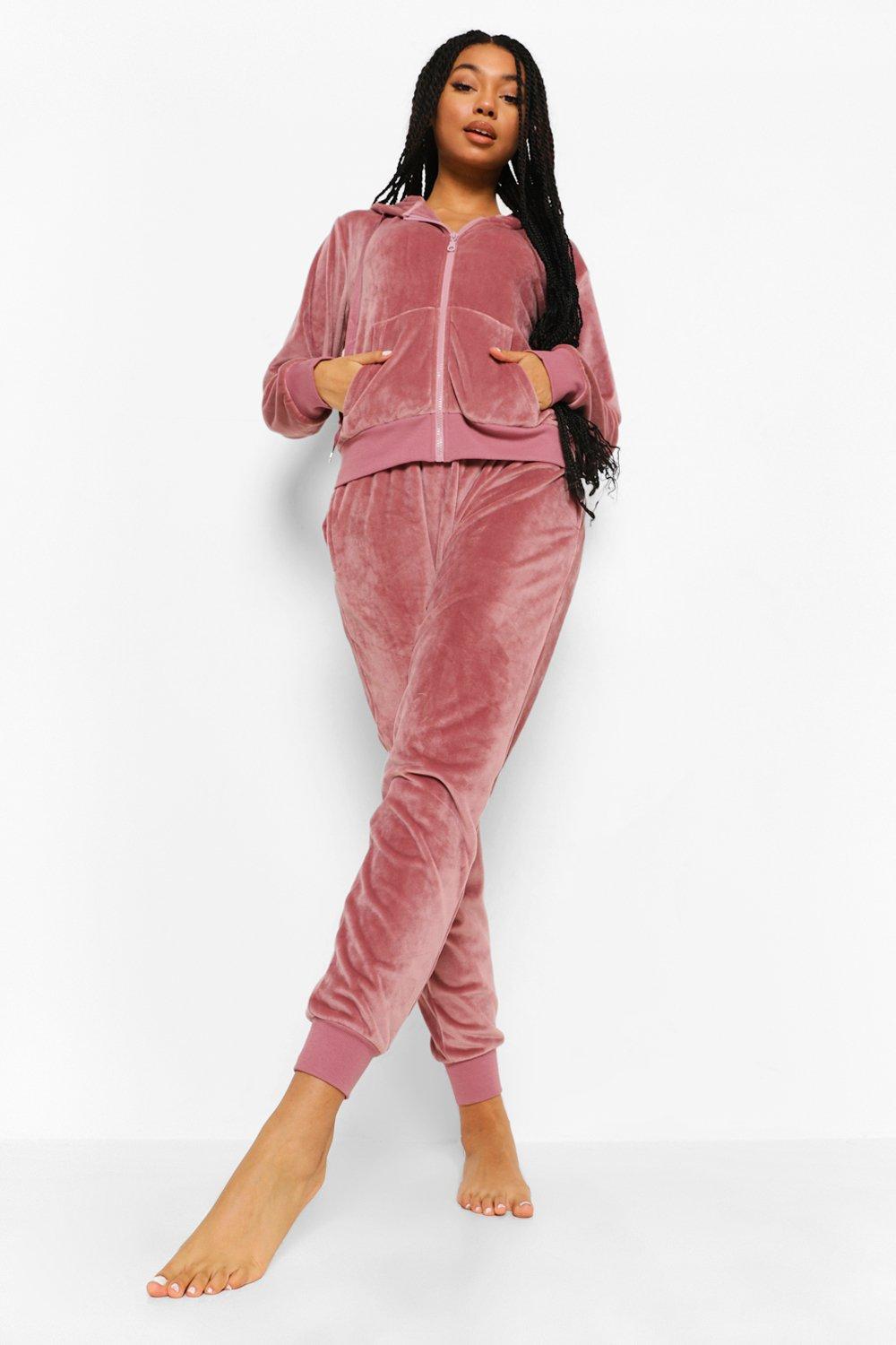 Velour Hoodie And Jogger Loungewear Set